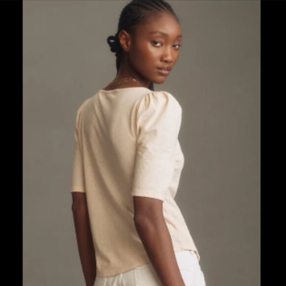 New By Anthropologie Puff-Sleeve Henley Top - Picture 5 of 10